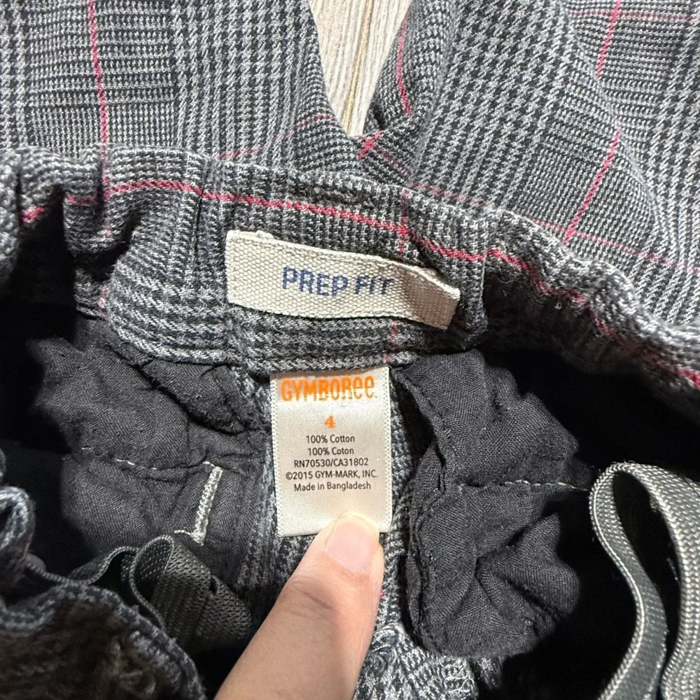 Gymboree Prep Fit Pants Grey Red Plaid Preppy Dark Academia